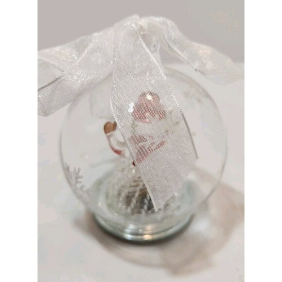 Vtg Spun Glass Snowman Christmas Ornament in Etched Glass Ball  LED Lights NIB - Picture 3 of 8